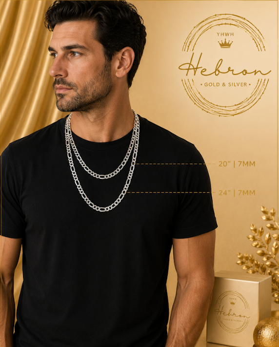 7mm Figaro 925 Silver Chain