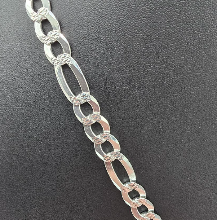 9mm Figaro 925 Silver Chain