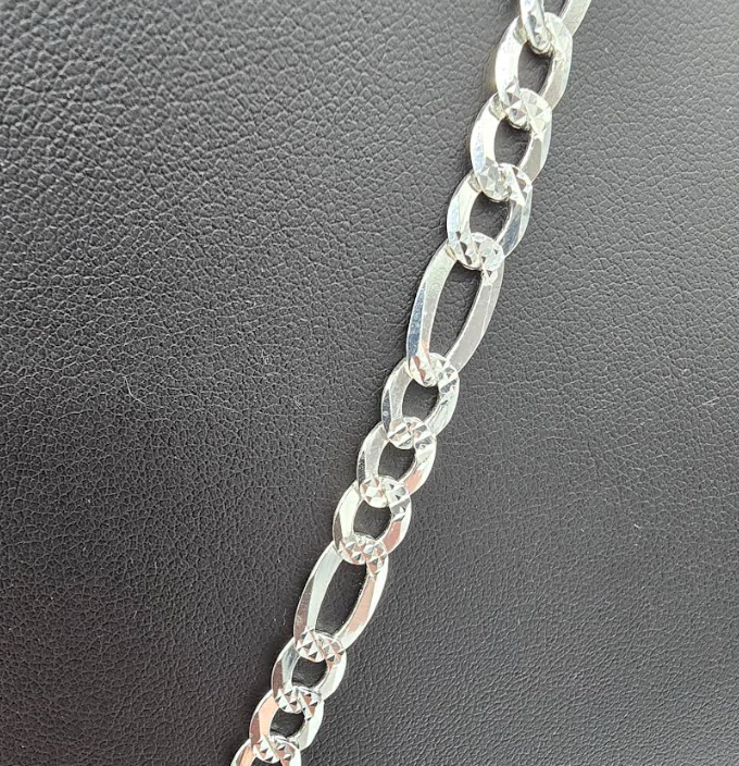 7mm Figaro 925 Silver Chain