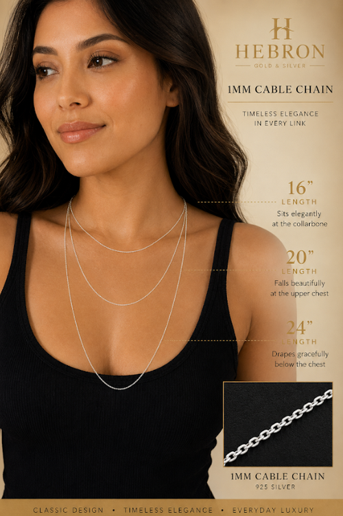 1mm Cable 925 Silver Chain