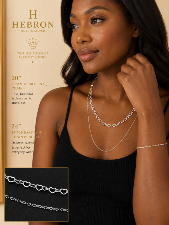 Heart Link 925 Silver Chain