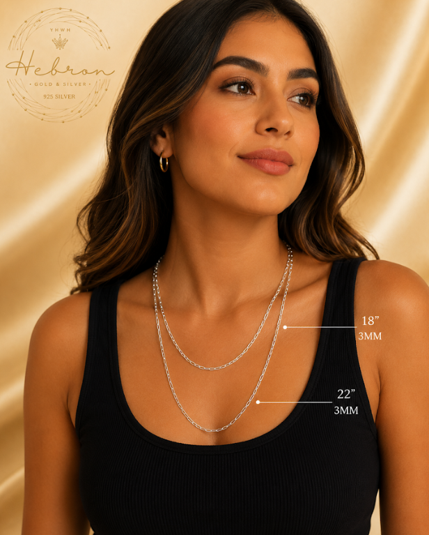 3mm PaperClip 925 Silver Chain