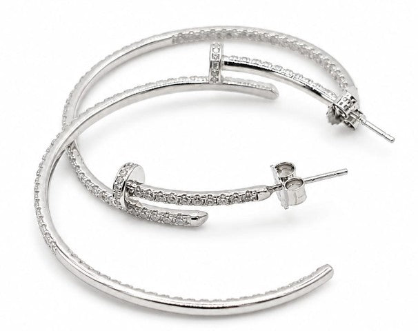2" Nail Earring Sterling Silver by Hebron J.