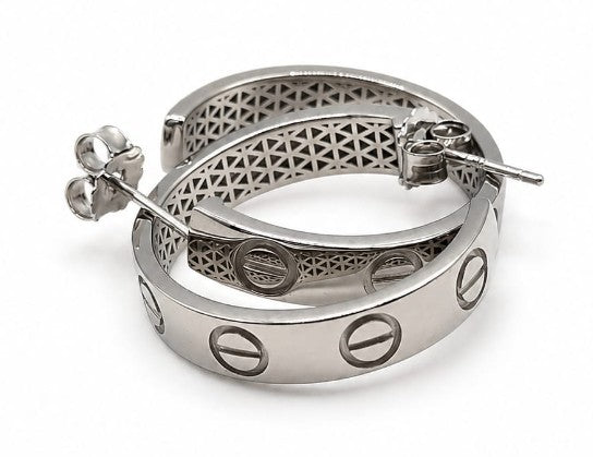 1" 925 Sterling Silver Hoop Earring by Hebron J.
