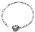 925 Sterling Silver 7.5 inch Heart Bracelet by Hebron J.