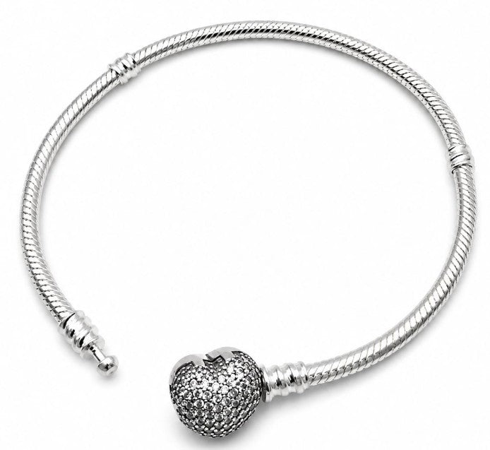 925 Sterling Silver 7.5 inch Heart Bracelet by Hebron J.