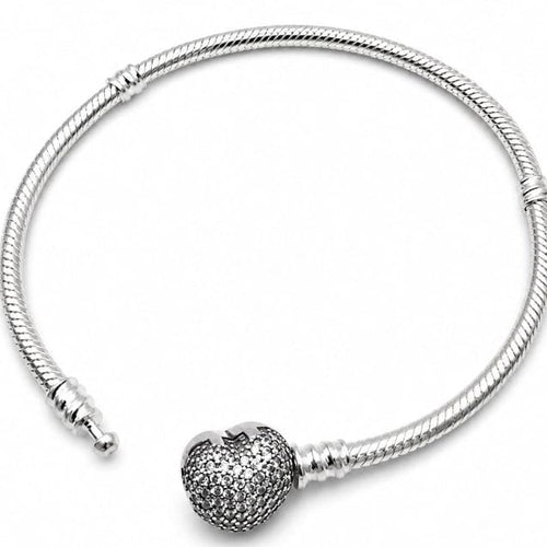 925 Sterling Silver 7.5 inch Heart Bracelet by Hebron J.