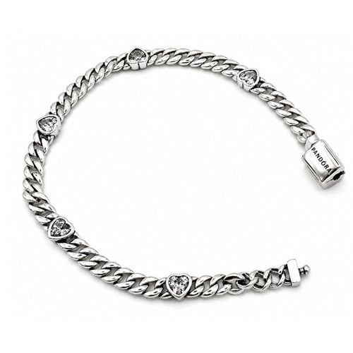 925 Sterling Silver 7.5 inch 5-Heart Bracelet by Hebron J.