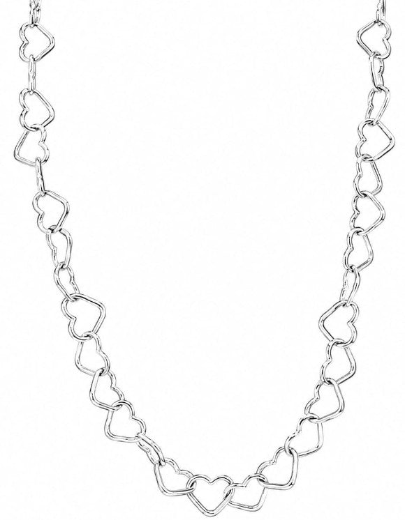 Half Inch Heart Link Necklace | 925 Sterling Silver 18 inches Solid by Hebron J.