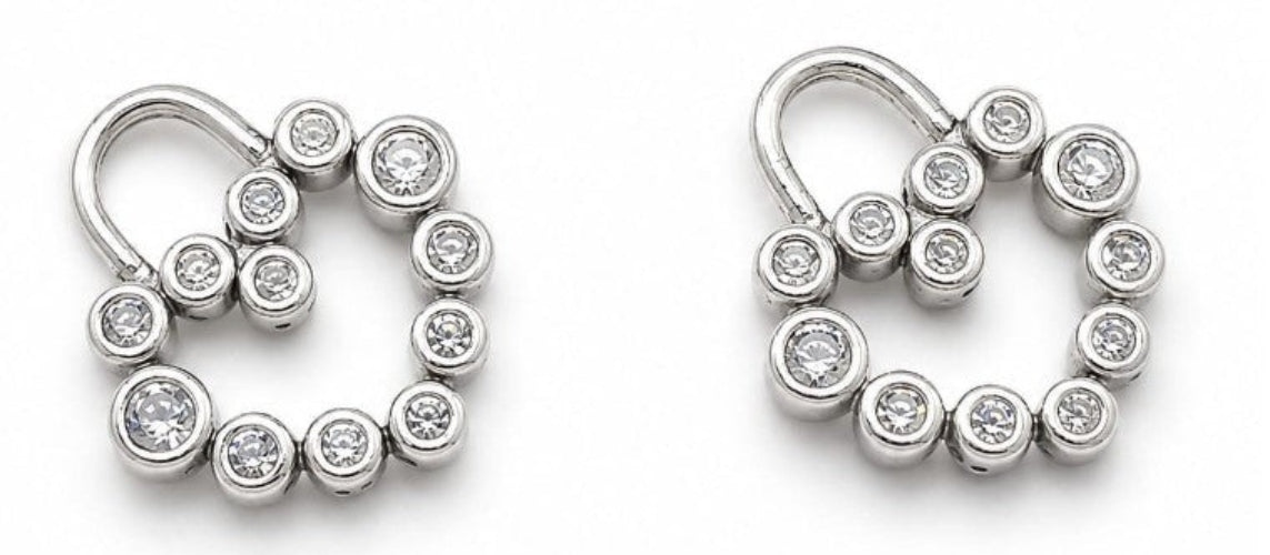 Heart-shape 925 Sterling Silver Earring by Hebron J.