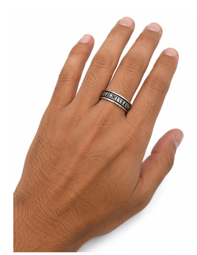 Sterling Silver 8mm Good Luck Charms Spinner Ring for Men by Hebron J.