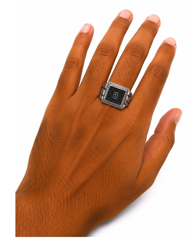 Men's 925 Sterling Silver Monico Ring Black by Hebron J.