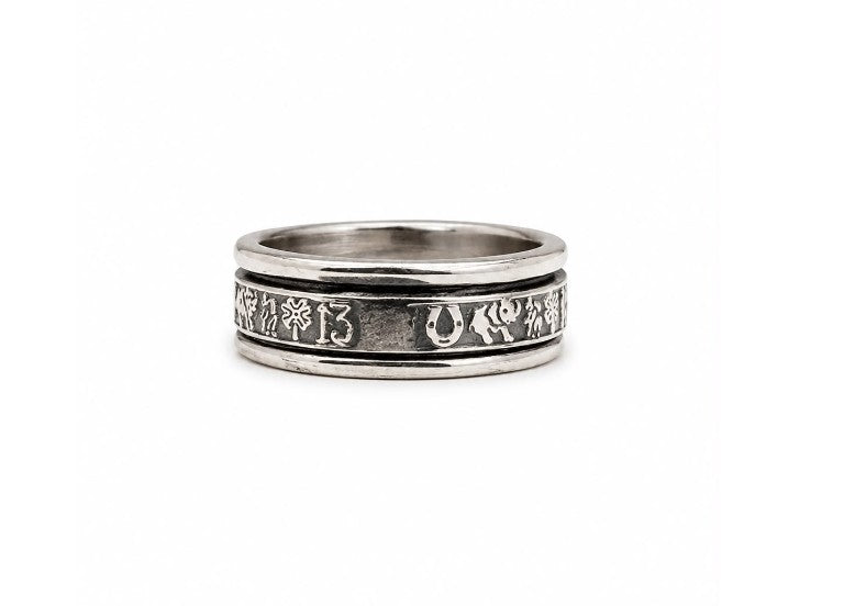 Sterling Silver 8mm Good Luck Charms Spinner Ring for Men by Hebron J.