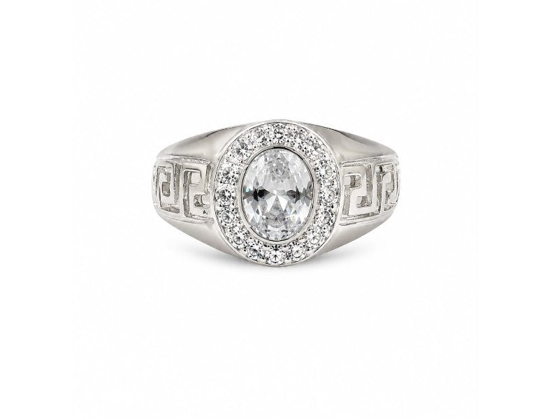 Elegant 925 Sterling Silver Cubic Zirconia Men's Ring by Hebron J.