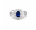 Elegant 925 Sterling Silver Blue Cubic Zirconia Men's Ring by Hebron J.