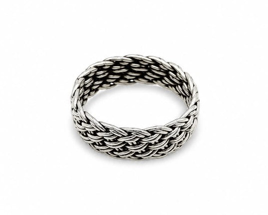 Woven 925 Sterling Silver Men's Ring by Hebron J.