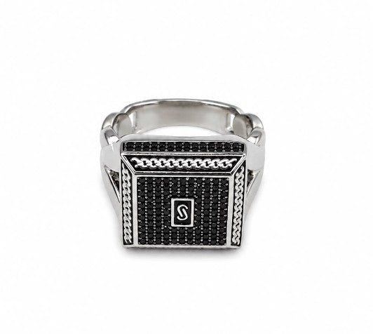 Men's 925 Sterling Silver Monico Ring Black by Hebron J.