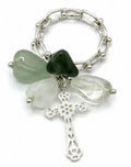 Multi Color 925 Sterling Silver Cross Ring Natural Stone by Hebron J.