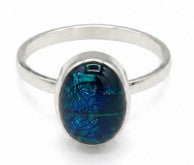 Blue Natural Stone 925 Sterling Silver Adjustable Ring by Hebron J.