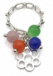 Fun Colors Natural Stone 925 Sterling Silver Honeycomb Ring by Hebron J.