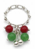 Green/Red Natural Stone 925 Sterling Silver Cherry Ring by Hebron J.