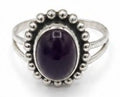 Dark Purple Natural Stone 925 Sterling Silver Ring Adjustable by Hebron J.