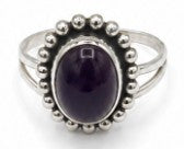 Dark Purple Natural Stone 925 Sterling Silver Ring Adjustable by Hebron J.