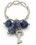 Light blueberry Color Natural Stone 925 Sterling Silver Ring by Hebron J.