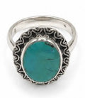 Aqua Color Natural Stone 925 Sterling Silver Oval Winged Adjustable Ring by Hebron J.