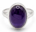 Purple Color Natural Stone 925 Sterling Silver Oval Adjustable Ring by Hebron J.