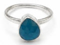 Light Blue Color Natural Stone 925 Sterling Silver Teardrop Adjustable Ring by Hebron J.