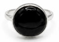 Large Onyx Black Color Natural Stone 925 Sterling Silver Round Adjustable Ring by Hebron J.