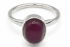 Red Color Natural Stone 925 Sterling Silver Oval Adjustable Ring by Hebron J.