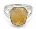 Yellow Color Natural Stone 925 Sterling Silver cut Ring by Hebron J.