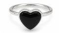 Onyx Color Natural Stone 925 Sterling Silver Heart Adjustable Ring by Hebron J.