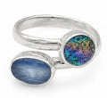 MultiColor Natural Stone 925 Sterling Silver Adjustable Ring by Hebron J.