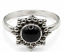 Multicolor Natural Stone 925 Sterling Silver Round Adjustable Ring by Hebron J.