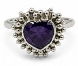 Multicolor Natural Stone 925 Sterling Silver Heart Design Adjustable Ring by Hebron J.