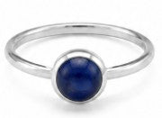 Light Blue Natural Stone 925 Sterling Silver Round Adjustable Ring by Hebron J.