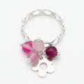Pink Natural Stone 925 Sterling Silver Flower Ring by Hebron J.