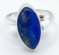 Blueish Color Natural Stone 925 Sterling Silver Oval Adjustable Ring by Hebron J.