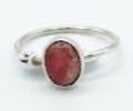 Pinkish Color Natural Stone 925 Sterling Silver Oval Adjustable Ring by Hebron J.