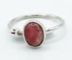 Pinkish Color Natural Stone 925 Sterling Silver Oval Adjustable Ring by Hebron J.