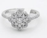 Double Flower 925 Sterling Silver Ring by Hebron J.