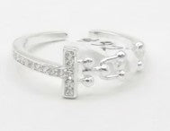 T with Links 925 Sterling Silver Ring by Hebron J.
