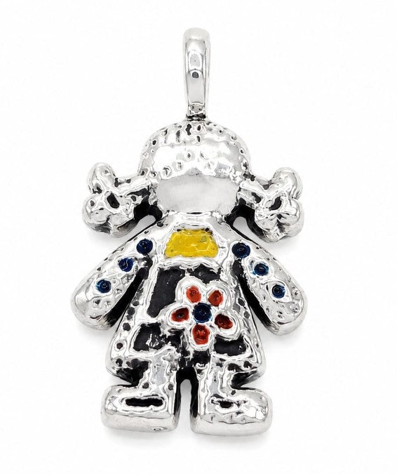 Vintage Doll 925 Sterling Silver Pendant by Hebron J.