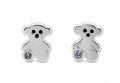 925 Sterling Silver Earring Bear with Gem by Hebron J.