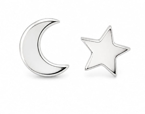 925 Sterling Silver Earring Star and Moon by Hebron J.