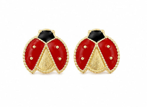 14K Gold Ladybug Earrings by Hebron J.