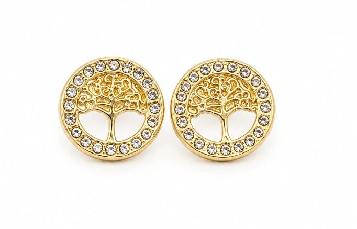 14K Gold Round Tree Earring by Hebron J.